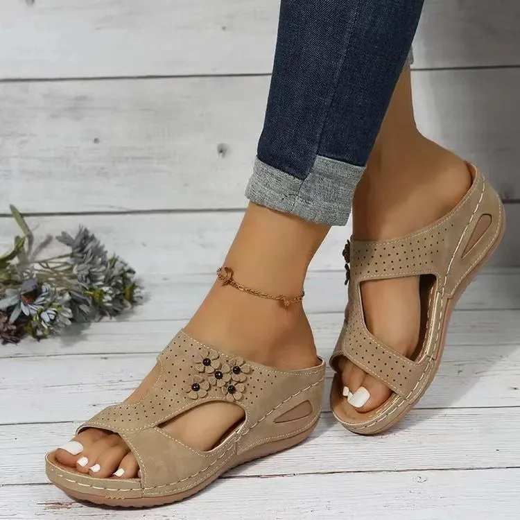 Soft-Heeled Slippers Indoor Outdoor Slip-On Wedge