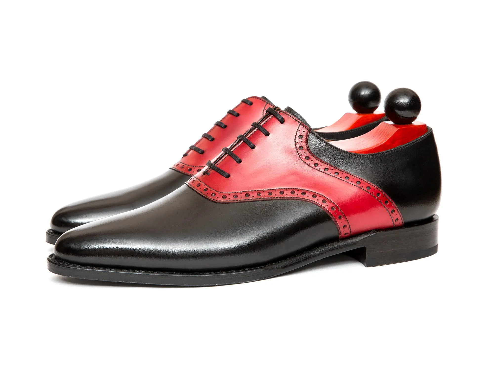 Stefano Redux - MTO - Black Calf / Red Calf Saddle - JKF Last - Single Leather Sole