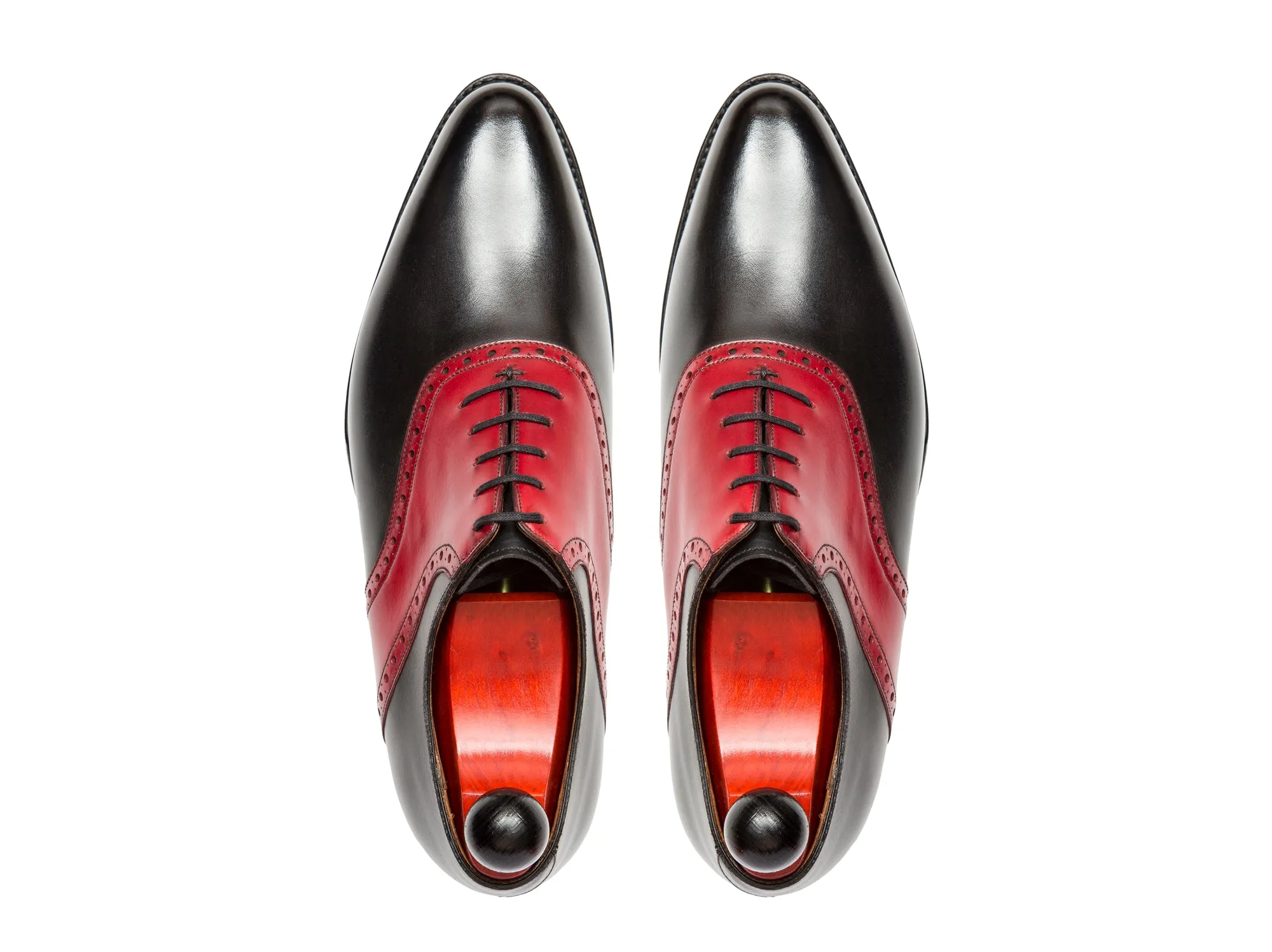 Stefano Redux - MTO - Black Calf / Red Calf Saddle - JKF Last - Single Leather Sole