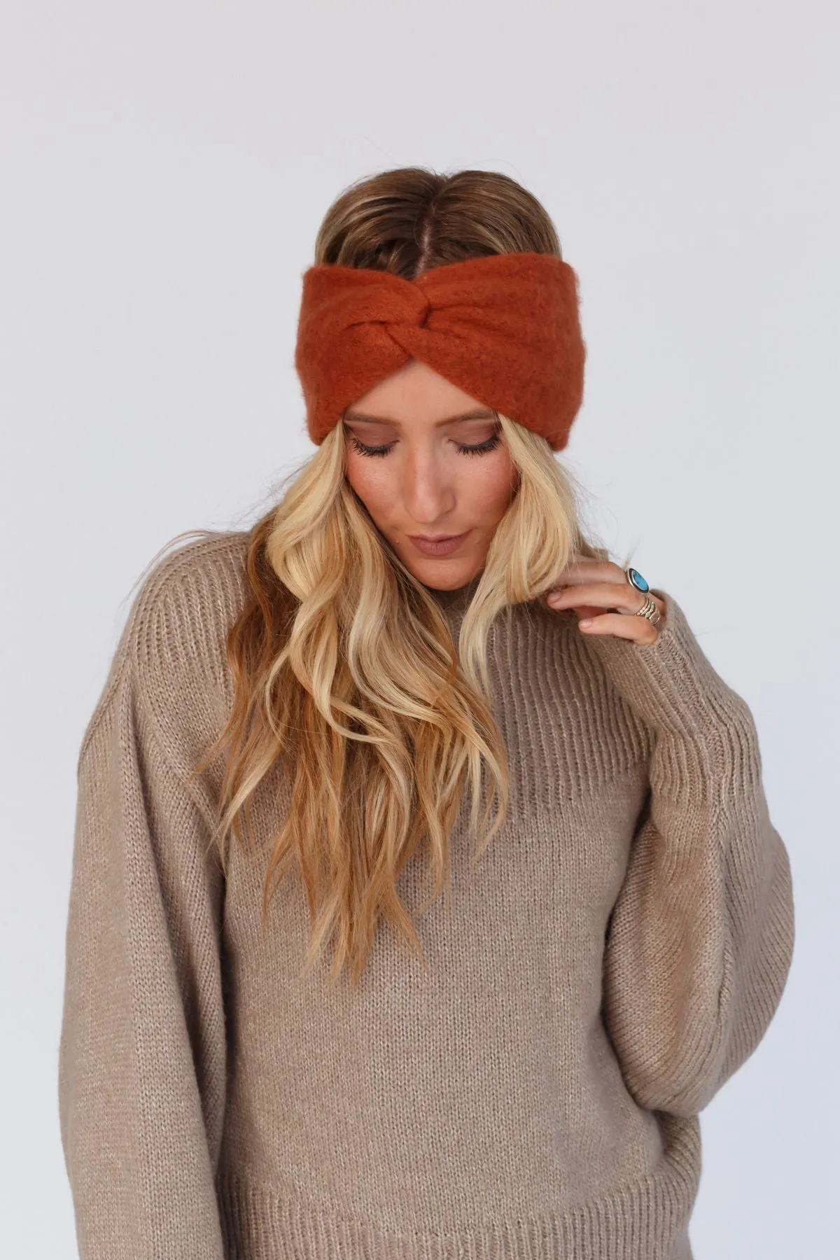 Sunol Fuzzy Twist Headband - Rust