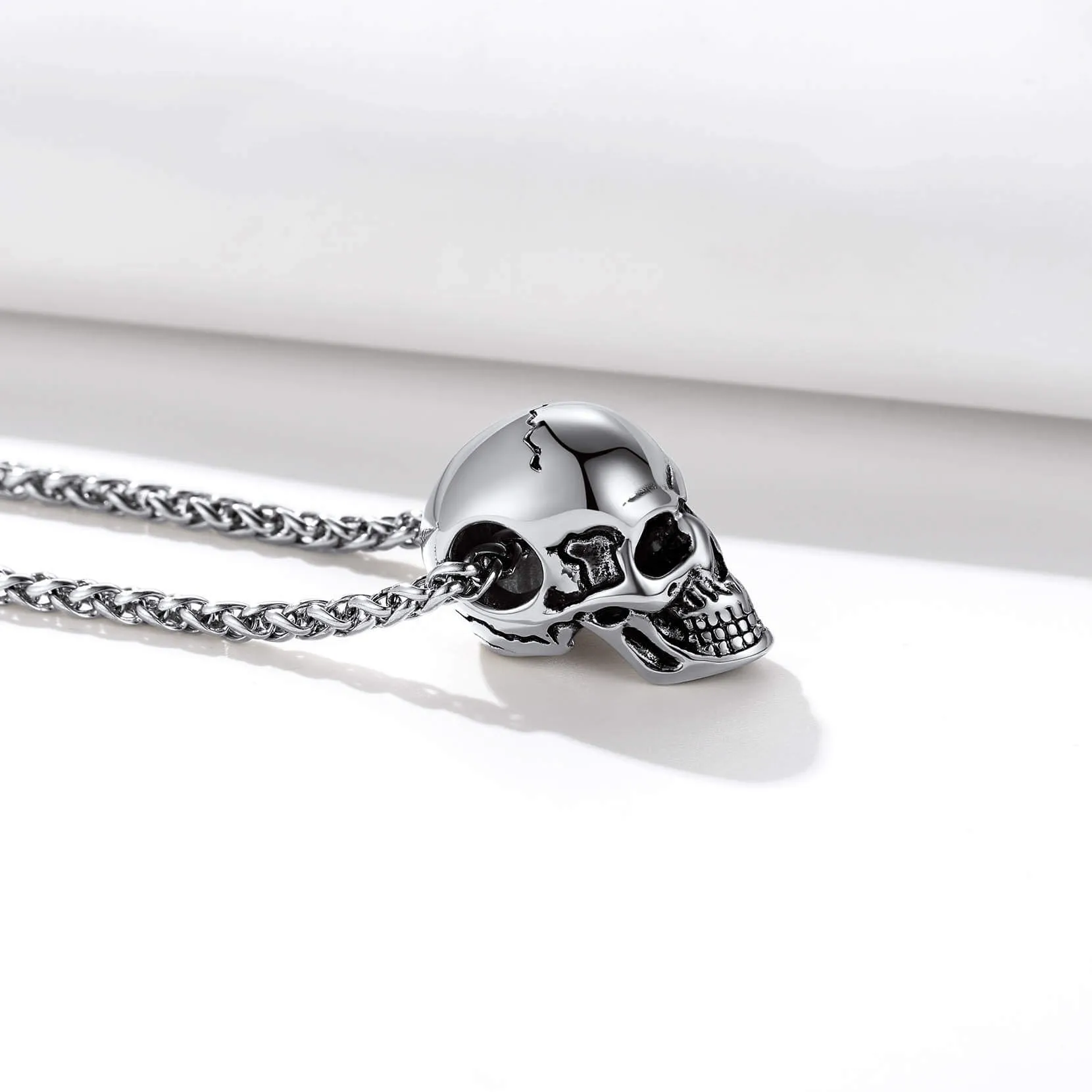 U7 Jewelry Skull Urn Necklace for Human Pet Ashes with Filling Kit Stainless Steel Cremation Jewelry