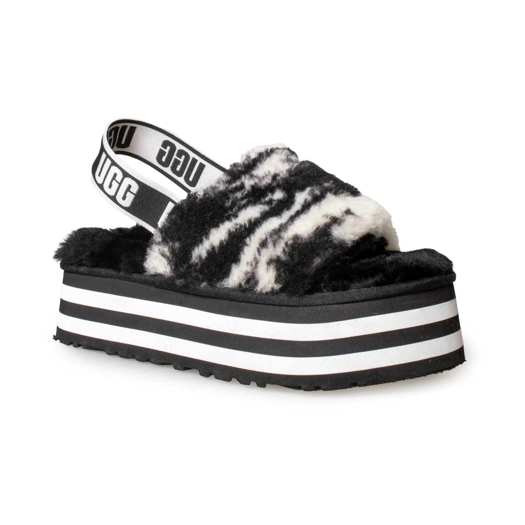 UGG Disco Marble Slide Black Sandals - Women