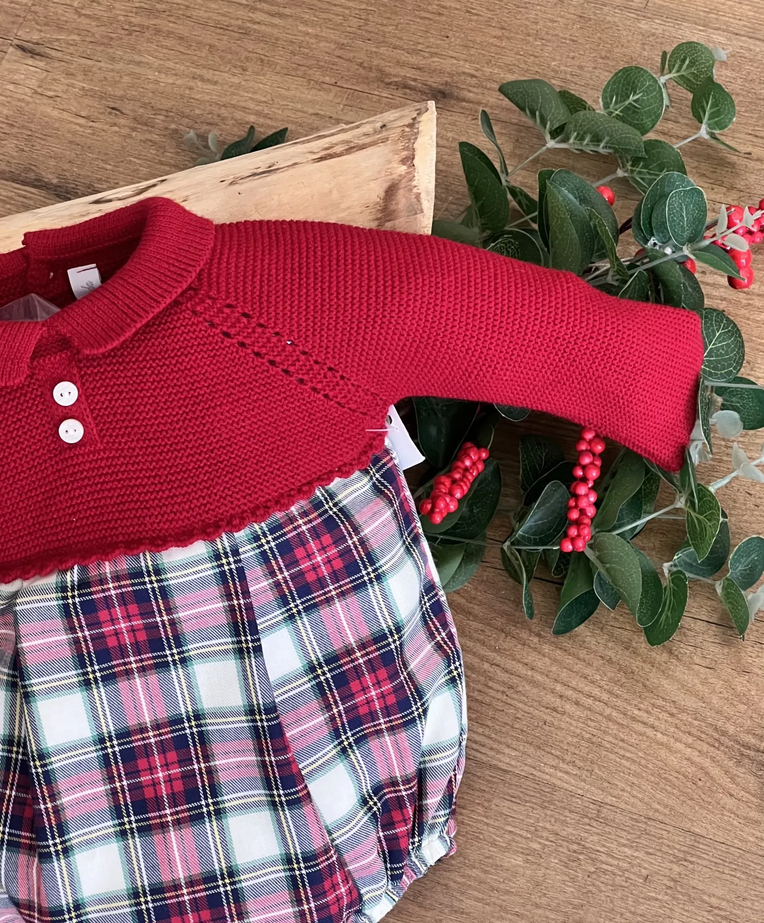 Unisex knit and fabric romper Natale Collection