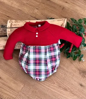 Unisex knit and fabric romper Natale Collection