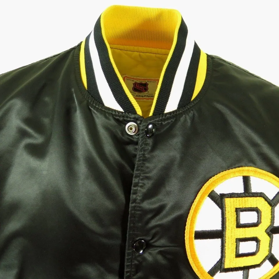 Vintage 80s Boston Bruins Starter Jacket Mens XL NHL Hockey Satin Patches