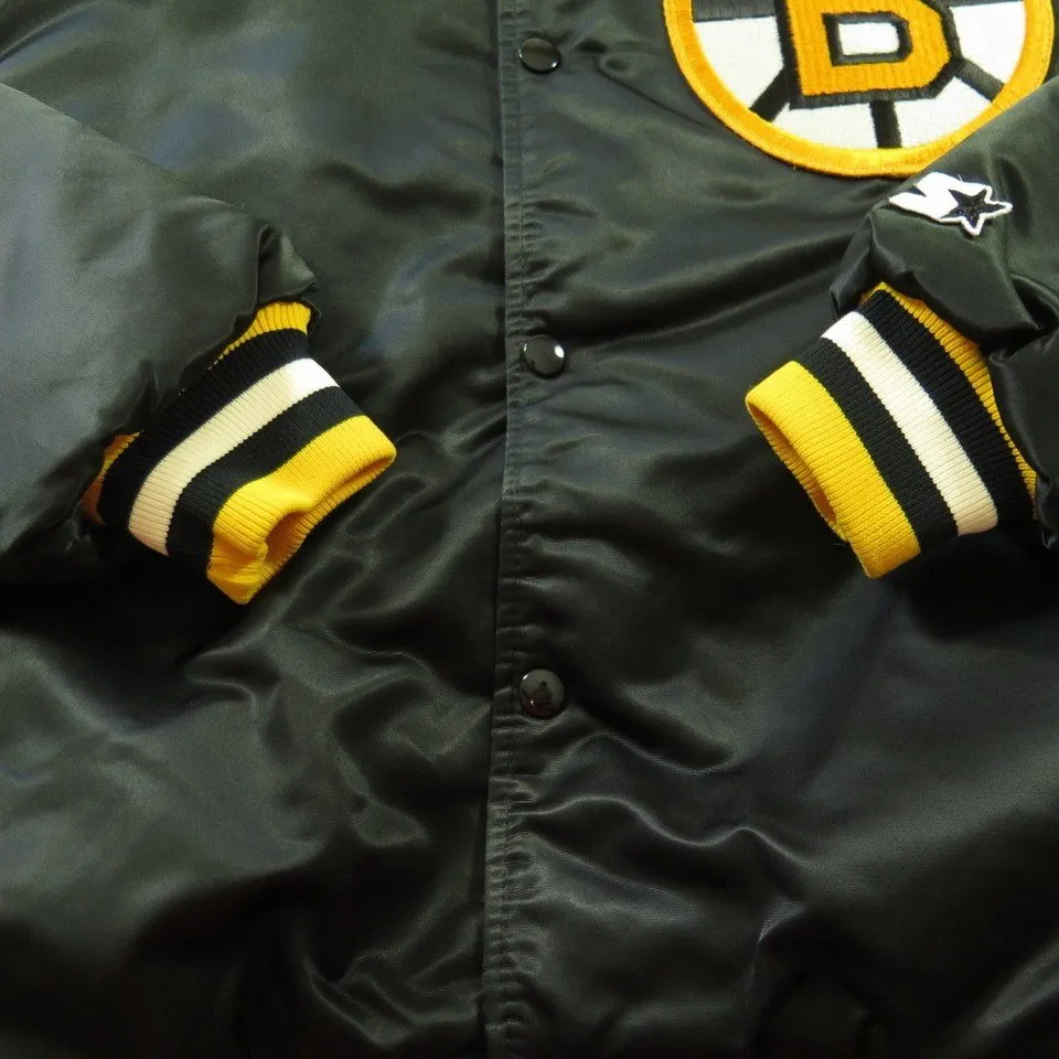 Vintage 80s Boston Bruins Starter Jacket Mens XL NHL Hockey Satin Patches