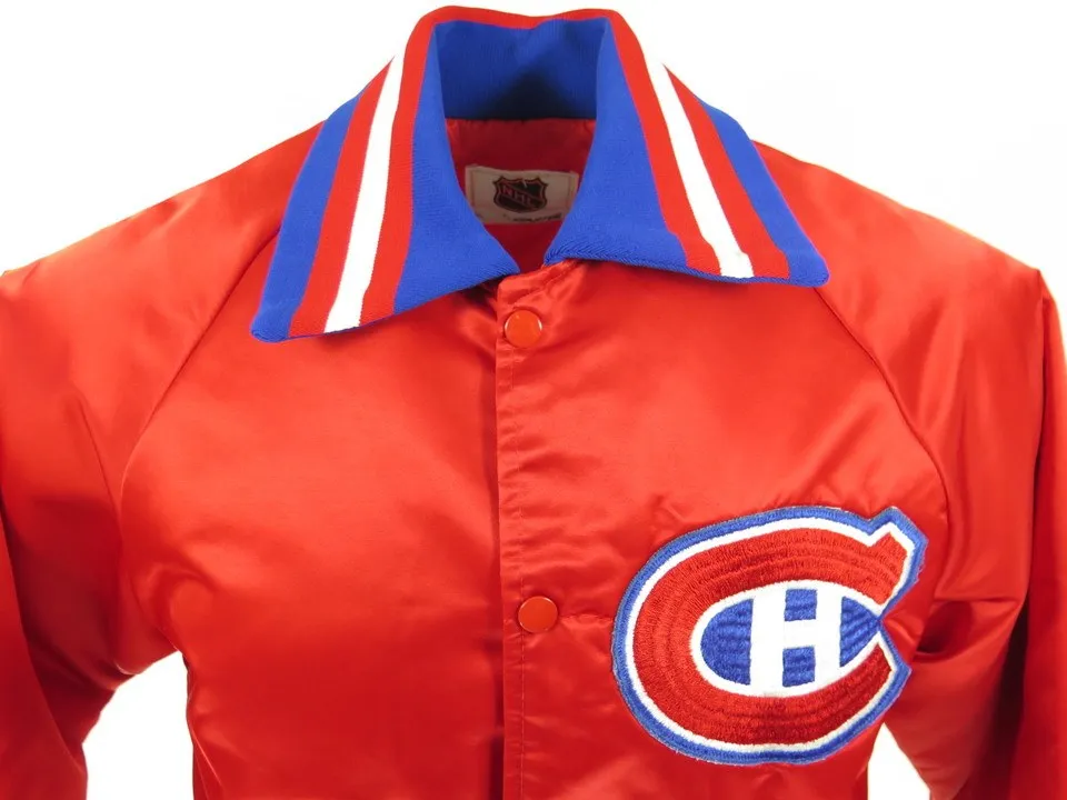 Vtg 80s Starter Montreal Canadiens Hockey Satin Jacket Mens M Quilted