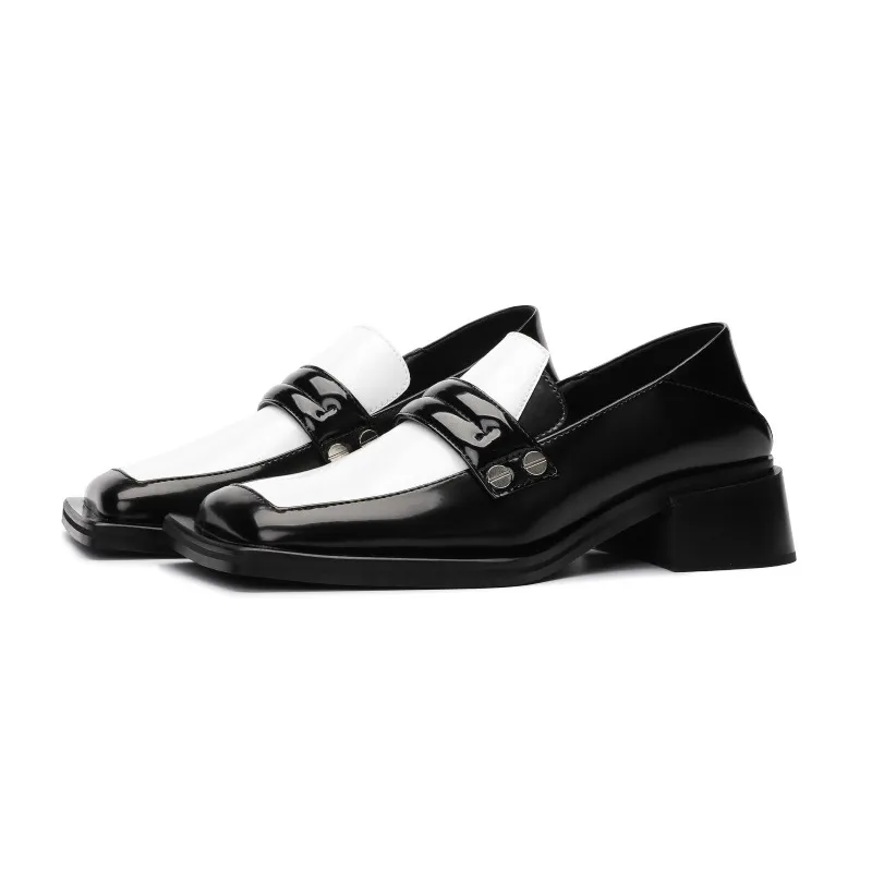 Women Black and White Loafers 