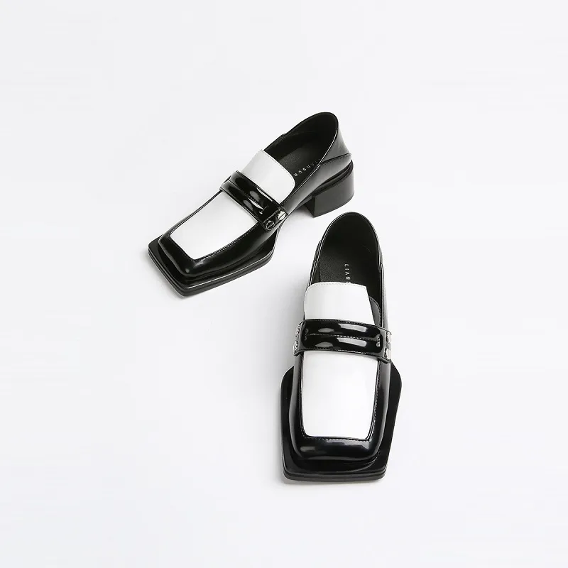 Women Black and White Loafers 