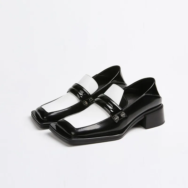 Women Black and White Loafers 