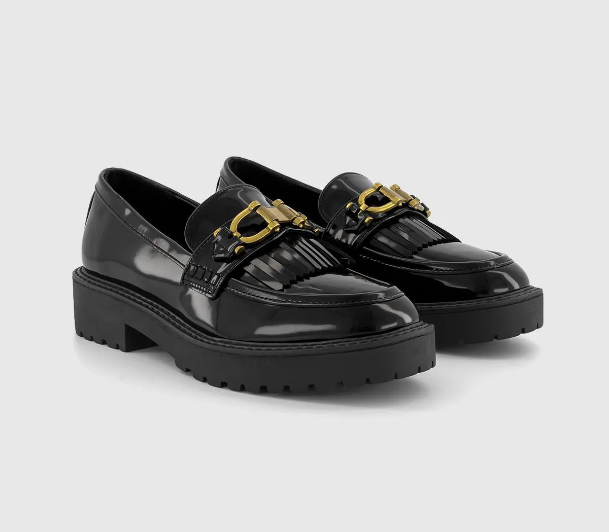 Womens Office Frankly  Trim And Fringe Loafers Black