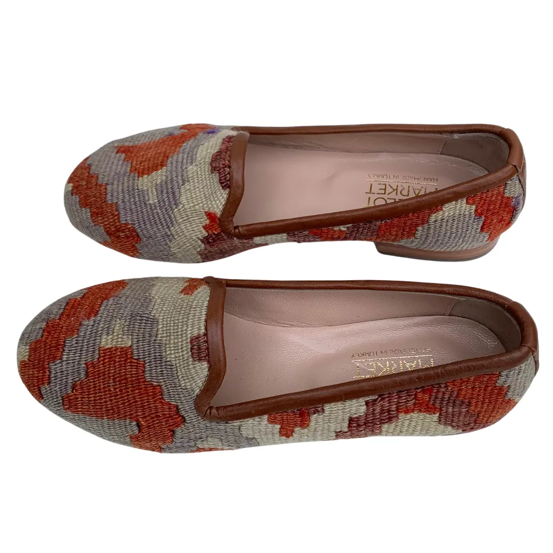 Women's Turkish Kilim Loafers Red & Lavender